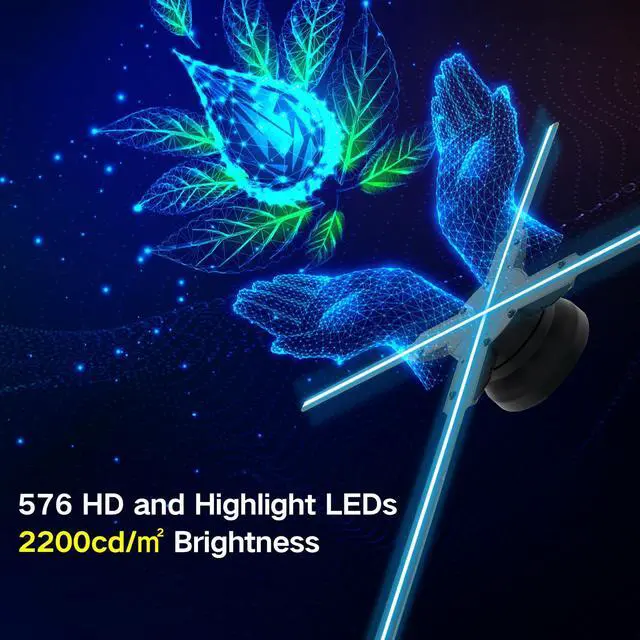 Alt view image 2 of 7 - 3D Hologram Fan 22 Inch/56CM,3D Holographic Fan with WiFi and Bluetooth,624 Highlight LEDs and 2000 cd/m² Brightness,1500 Free 3D Video,3D Holographic Projector for Store Display,Events,Trade Show