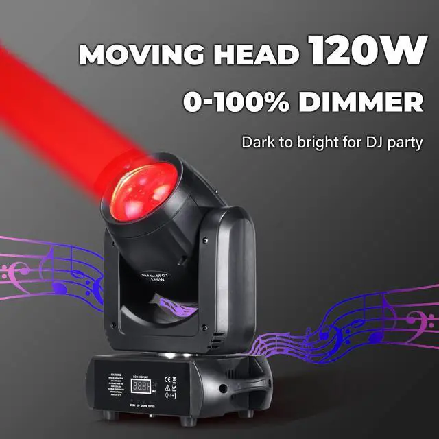 Alt view image 7 of 7 - 120W LED Moving Head Dj Light Roto Prism Beam Stage Lights 8 GOBOs 8 Colors DMX 512 12CH Sound DJ Lighting for Disco Party Events Wedding Stage Lighting (2)