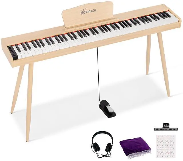 Main image of Digital Piano 88 Key Semi Weighted Keyboard, Full-size Electric Piano for Beginners, Wooden Electric Keyboard with Sustain Pedal, Headphone, cover, Supports MIDI Connecting (Light Oak)