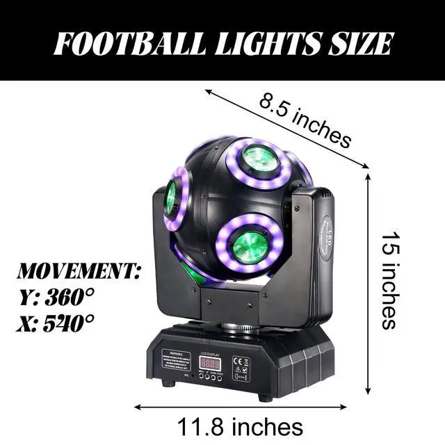 Alt view image 4 of 7 - Moving Head Stage Light with Halo Beam 8x15W LED Stage Lights RGBW 4in1 DJ Lights 360°Moving Head DMX Sound Activated for Club Wedding Show