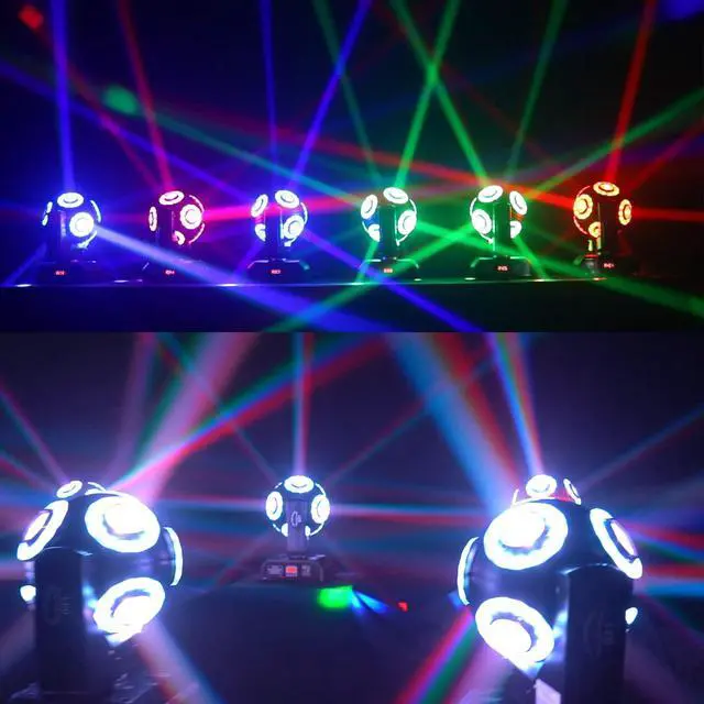 Alt view image 6 of 7 - Moving Head Stage Light with Halo Beam 8x15W LED Stage Lights RGBW 4in1 DJ Lights 360°Moving Head DMX Sound Activated for Club Wedding Show
