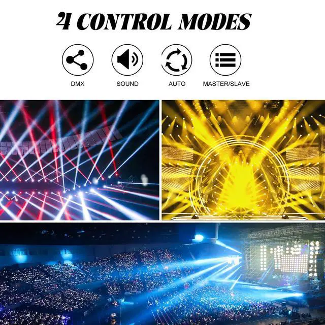 Alt view image 5 of 7 - Moving Head Stage Light with Halo Beam 8x15W LED Stage Lights RGBW 4in1 DJ Lights 360°Moving Head DMX Sound Activated for Club Wedding Show