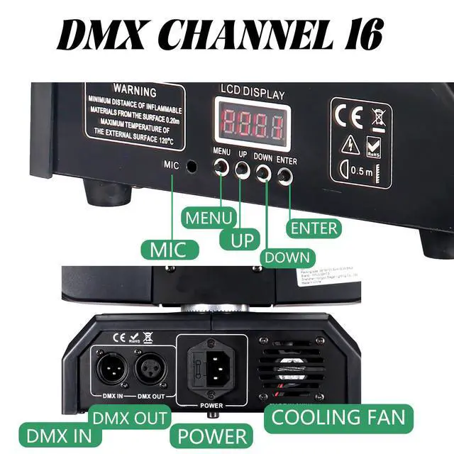 Alt view image 7 of 7 - Moving Head Stage Light with Halo Beam 8x15W LED Stage Lights RGBW 4in1 DJ Lights 360°Moving Head DMX Sound Activated for Club Wedding Show