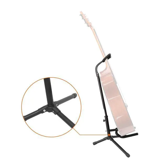 Alt view image 5 of 7 - Height Adjustable Foldable Guitar Stand with Secure Support, Padded Non-Slip Floor-Stand for Acoustic, Electric, Bass and Banjos, Portable Display-Stand, Black (Pack of 10)