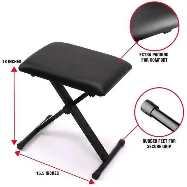 Alt view image 4 of 7 - RJ561 61 Key Keyboard Piano Kit with Stand, Stool & Headphones
