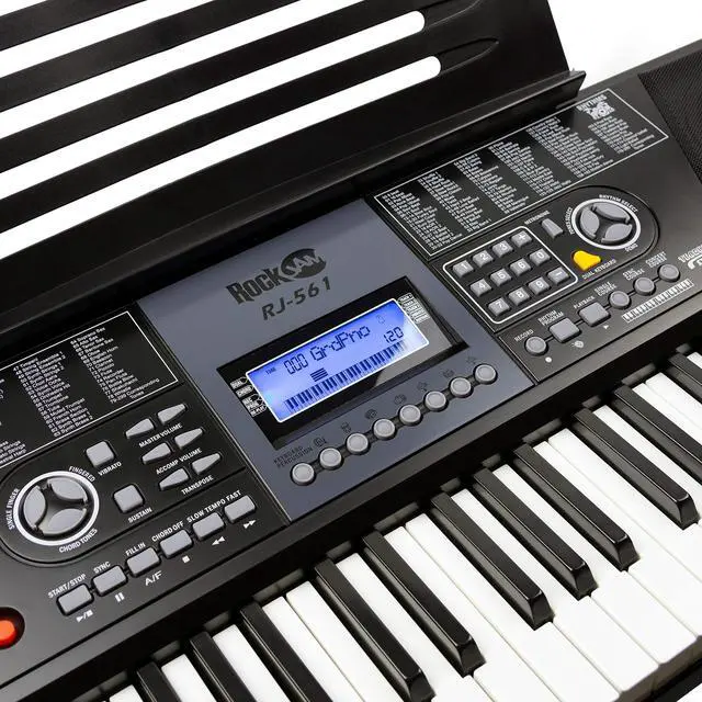 Alt view image 7 of 7 - RJ561 61 Key Keyboard Piano Kit with Stand, Stool & Headphones