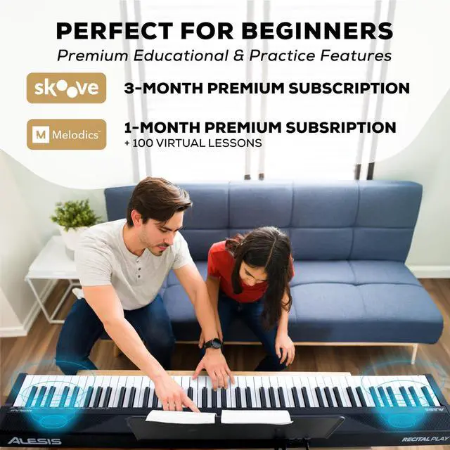 Alt view image 3 of 7 - 88 Key Keyboard Piano with 480 Sounds, Speakers, USB MIDI, Sheet Music Tablet Rest, Power Adapter and Piano Lessons for Beginners