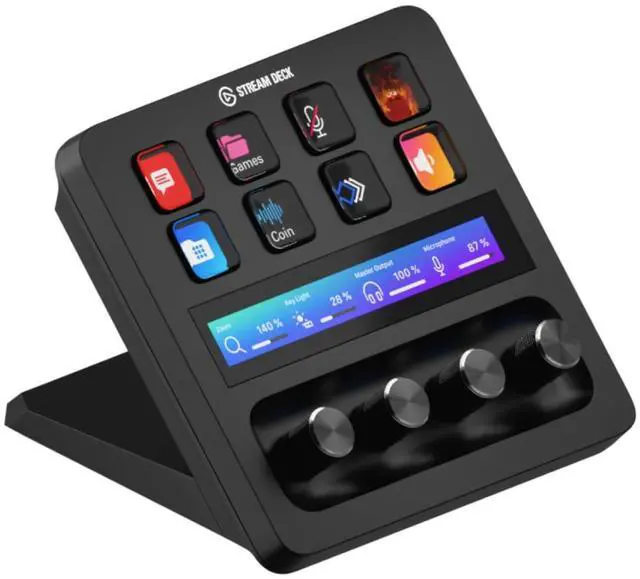 Main image of Stream Deck +, Audio Mixer and Studio Controller | LCD keys, dials and touch strip, Multi actions and smart profiles, Unlocks Wave Link mixing, Works with Mac and PC