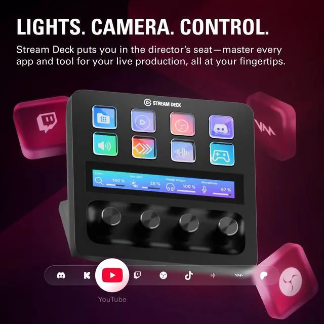 Alt view image 2 of 7 - Stream Deck +, Audio Mixer and Studio Controller | LCD keys, dials and touch strip, Multi actions and smart profiles, Unlocks Wave Link mixing, Works with Mac and PC