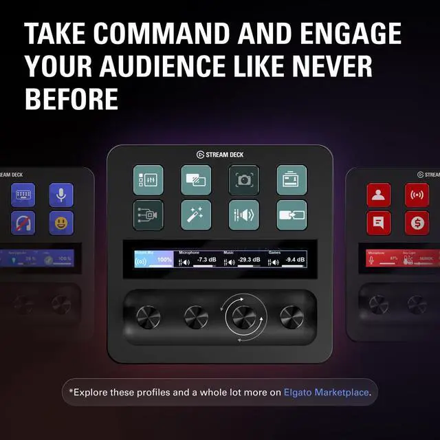 Alt view image 3 of 7 - Stream Deck +, Audio Mixer and Studio Controller | LCD keys, dials and touch strip, Multi actions and smart profiles, Unlocks Wave Link mixing, Works with Mac and PC
