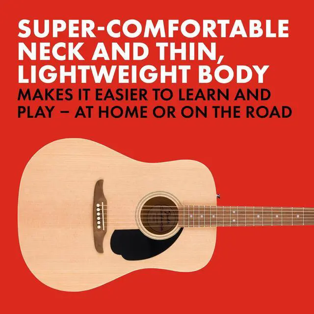Alt view image 4 of 7 - California Debut Redondo Series Acoustic Guitar Starter Kit, Natural | Includes gig bag, stand, tuner, strap, picks, California Series dreadnought body, ideal for beginners