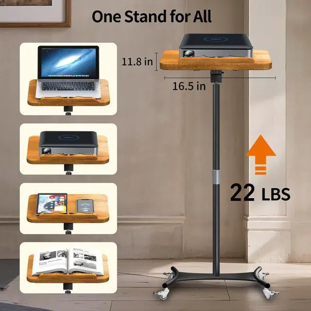 Alt view image 6 of 6 - 2-in-1 Dual-Use Music Stand & Tabletop Stand, 16.5"51" Height Adjustable | Portable Rolling Solid Wooden Music Stand for Sheet Music with Adjustable Tilting Angle, Page Holders, For Violin & Guitar