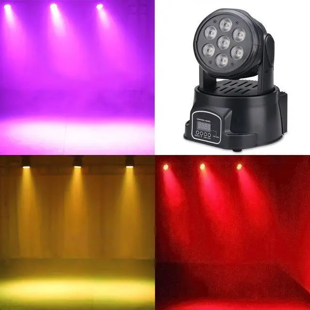 Alt view image 2 of 7 - Moving Head Light 7 x 10W LED 4 in 1 RGBW Stage Lighting DJ Lights | DMX& Sound Activated, 9/14 CH, 540° Pan & 180° Tilt, Wash Light for Party, Weddings, Clubs, Concerts, Bars and Events