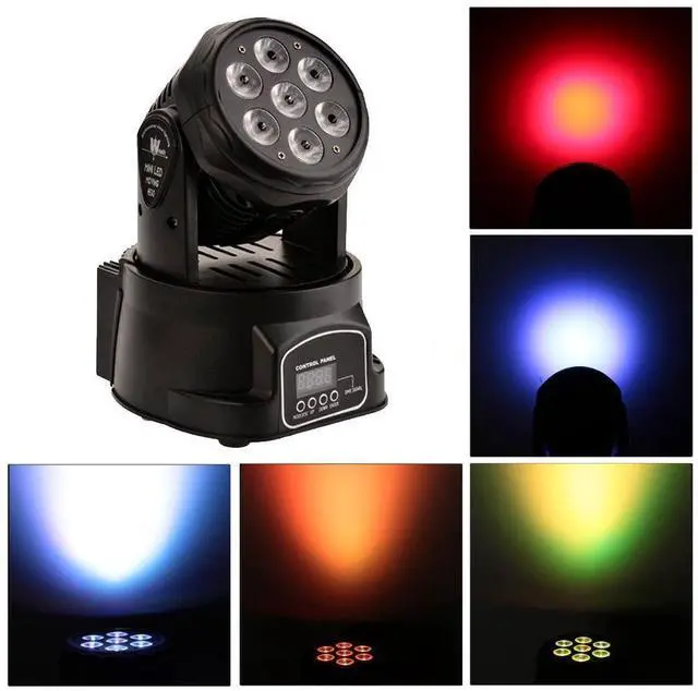 Alt view image 3 of 7 - Moving Head Light 7 x 10W LED 4 in 1 RGBW Stage Lighting DJ Lights | DMX& Sound Activated, 9/14 CH, 540° Pan & 180° Tilt, Wash Light for Party, Weddings, Clubs, Concerts, Bars and Events
