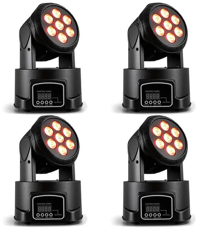 Main image of Moving Head Wash Light, 7x10W LED DMX DJ Stage Light | 12 Colors, Sound Activated, 540° Pan & 180° Tilt, Wash Effect Lighting for Weddings, Clubs, Concerts, Bars and Events