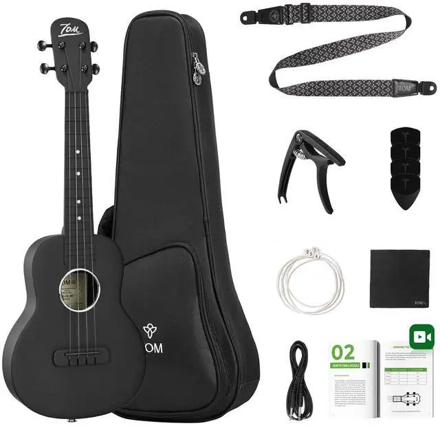 Main image of 23 Carbon Fiber Electric Ukulele Waterproof & Travel-Ready with Built-in Pickup (Volume/Tone Control), Includes Gig Bag & Full Kit. Ideal for Outdoor, Beginners & Performers(Black EQ)