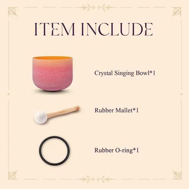 Alt view image 7 of 7 - 440HZ 8 Inch Rainbow Colored E Note Solar Plexus Chakra Frosted Quartz Crystal Singing Bowl for Sound Healing and Meditation