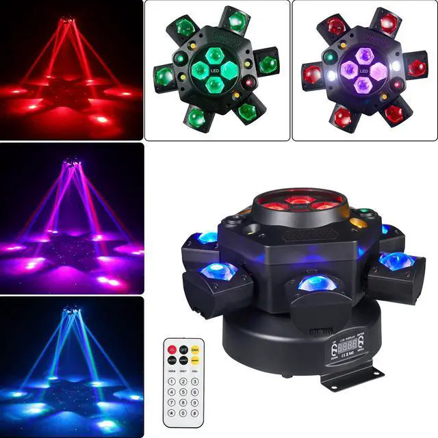 Alt view image 2 of 6 - Moving Head DJ Lights 6-Arm Lamp with Remote Control 150w RGBW 4in1 LED DJ Stage Lights Moving Head Disco Light DMX512 & Sound Activated Rotating Light Starlight for Wedding Live House KTV Bar & Club