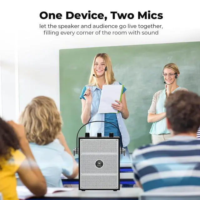 Alt view image 6 of 7 - 50W Voice Amplifier with 2 Mics,Microphone with Speaker | Portable Sound System with Microphone,Bluetooth Speaker Megaphone for Teachers, Classroom, Outdoor, Events -S98Plus