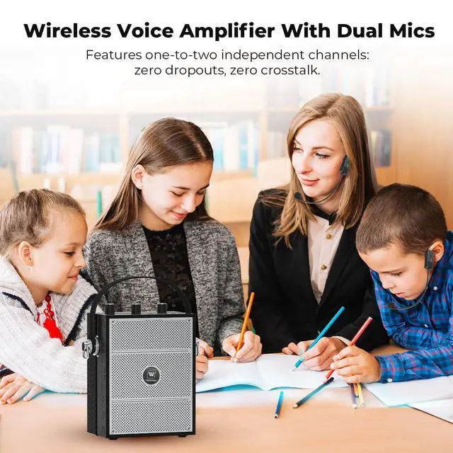 Alt view image 7 of 7 - 50W Voice Amplifier with 2 Mics,Microphone with Speaker | Portable Sound System with Microphone,Bluetooth Speaker Megaphone for Teachers, Classroom, Outdoor, Events -S98Plus