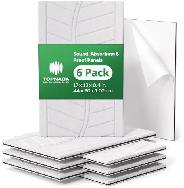 Main image of 6 Pack MLV Sound Proof Wall Panels Sound Proofing Noise Blocker for Room, White Acoustic Soundproofing Panel for Walls Ceiling Noise Blocking Cancelling & Absorbing for Bedroom Home Office