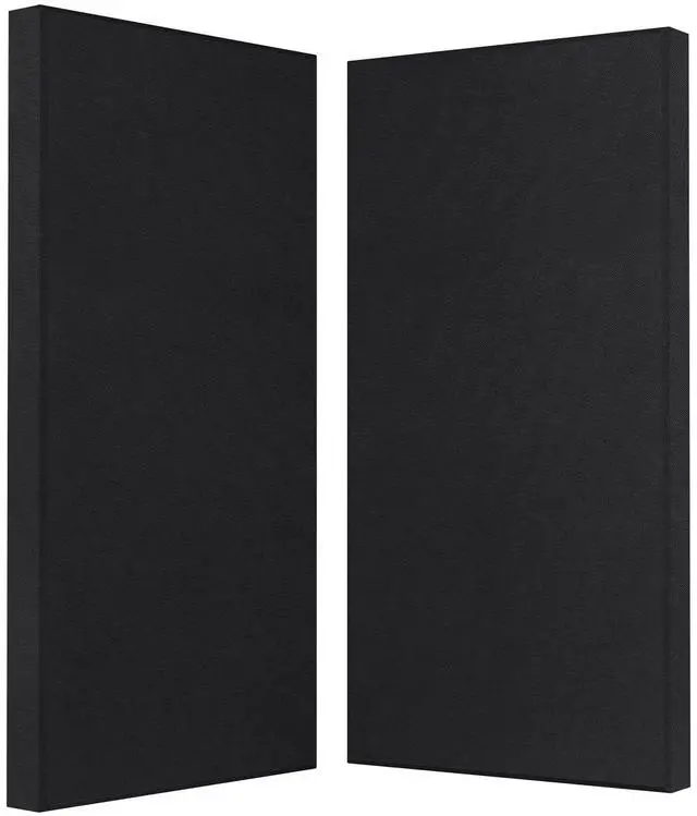 Main image of 2 Thick Acoustic Panels with Hanging Hardware, 2 PCS 47.2 x 23.6 Fiberglass Sound Absorbing Panels for Home Theater Church Office Wall, Black