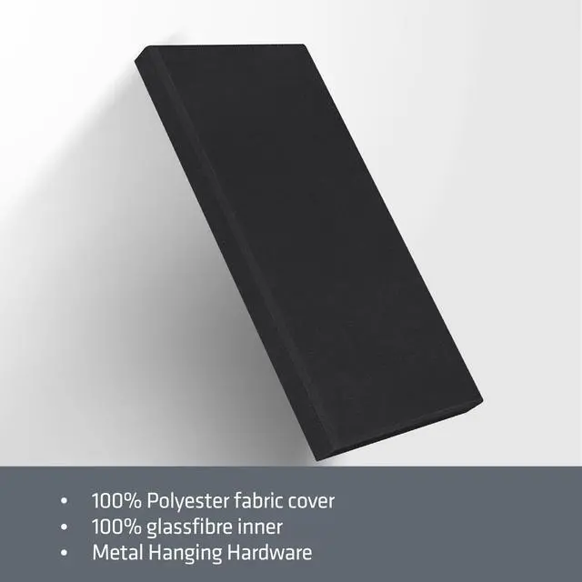 Alt view image 6 of 6 - 2 Thick Acoustic Panels with Hanging Hardware, 2 PCS 47.2 x 23.6 Fiberglass Sound Absorbing Panels for Home Theater Church Office Wall, Black