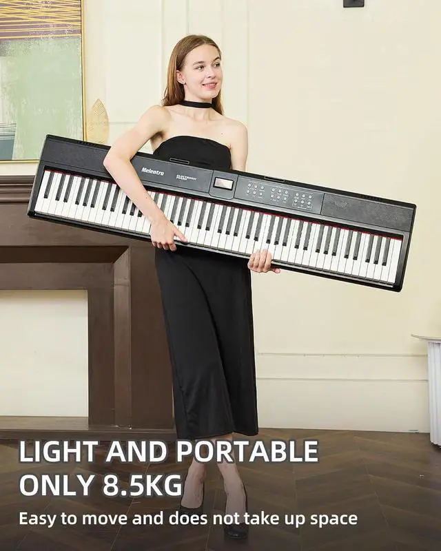 Alt view image 4 of 7 - Weighted Piano 88-Key Digital Piano,Full-size Electric Piano Keyboard with Hammer Action,Sustain Pedal,MP3 Function dual 15W speaker,Supports USB-MIDI/Wireless Connect