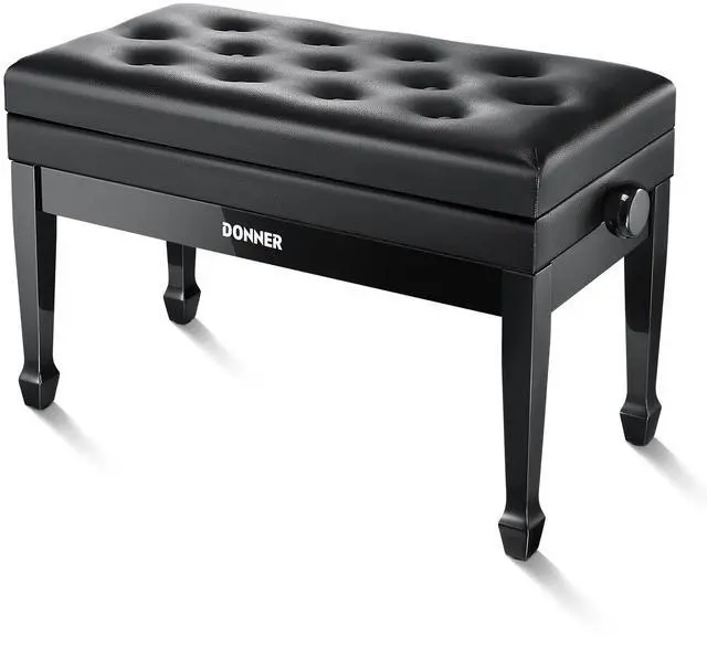 Main image of Adjustable Duet Piano Bench with Storage, Solid Wooden Keyboard Bench Piano Bookcase Stool Chair Seat with High-Density Sponges Cushion, Black