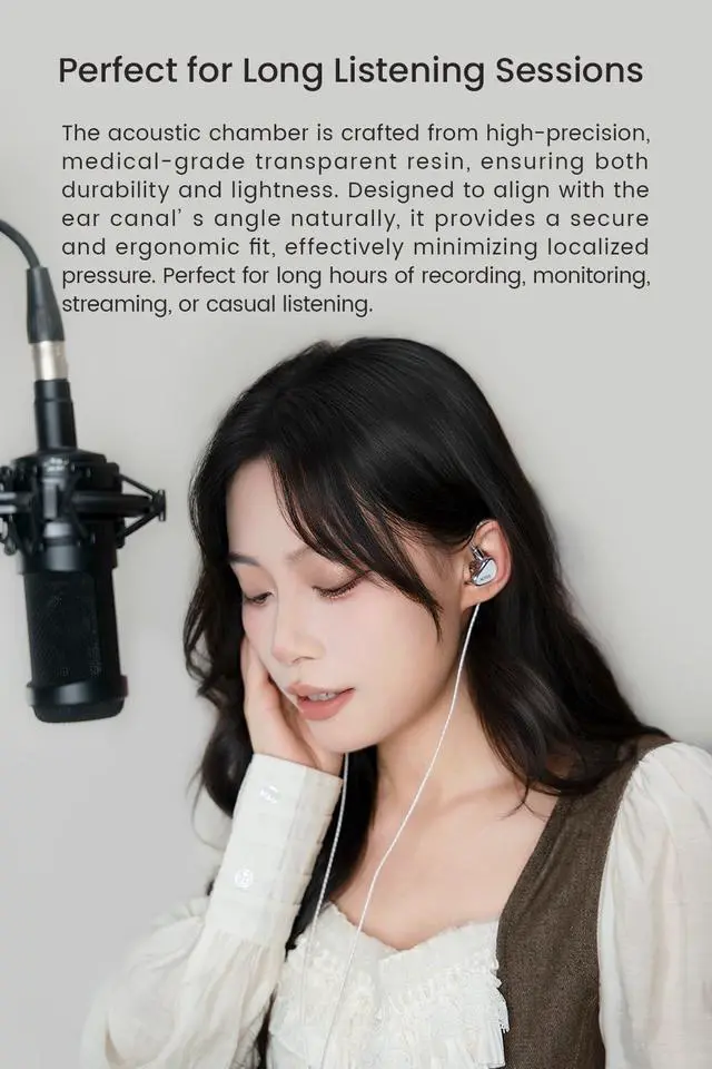 Alt view image 6 of 7 - NORA Professional In-Ear Monitors, Vocal & Instrument Enhancing Wired IEM | HiFi Earphones Suit for Long-Time Live Stream & Audio Recording, DTM5 Dual-Cavity Dual-Magnetic Dynamic Driver, Lightweight
