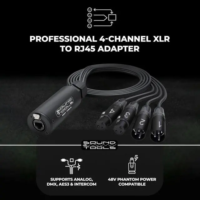 Alt view image 2 of 7 - SoundTools CAT Tails MFX Aluminum Housing for Stage & Live Sound | 4 Channel 2 Female + 2 Male XLR to EtherCON Breakout Tails Send/Return for Analog Audio Over CAT5e/6/7 Neutrik Connectors
