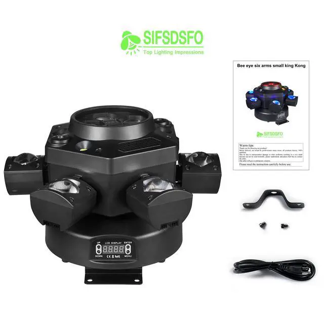 Alt view image 5 of 6 - Moving Head DJ Lights 6-Arm Lamp with Remote Control 150w RGBW 4in1 LED DJ Stage Lights Moving Head Disco Light DMX512 & Sound Activated Rotating Light Starlight for Wedding Live House KTV Bar & Club
