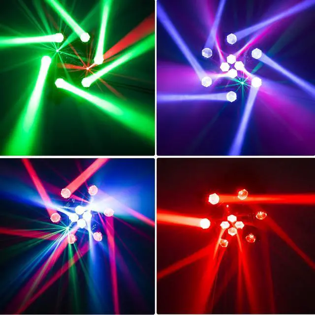 Alt view image 6 of 6 - Moving Head DJ Lights 6-Arm Lamp with Remote Control 150w RGBW 4in1 LED DJ Stage Lights Moving Head Disco Light DMX512 & Sound Activated Rotating Light Starlight for Wedding Live House KTV Bar & Club