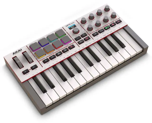 Main image of MPK Mini IV USB-C MIDI Keyboard Controller for Beginners and Producers - MPC Drum Pads, 360° Knobs, Pitch and Mod Wheels, Production Software, Native Instruments Sound Package, Grey