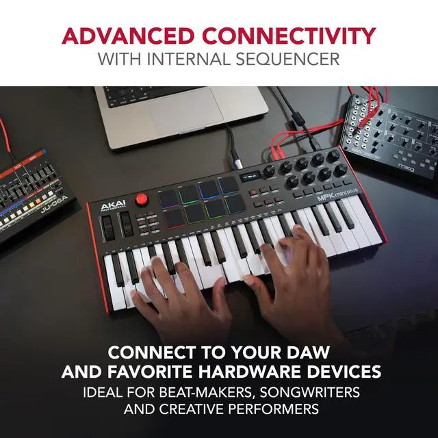 Alt view image 3 of 7 - MPK Mini Plus USB MIDI Keyboard Controller and M-AUDIO BX3 3.5" 120W Speakers, with Production Software