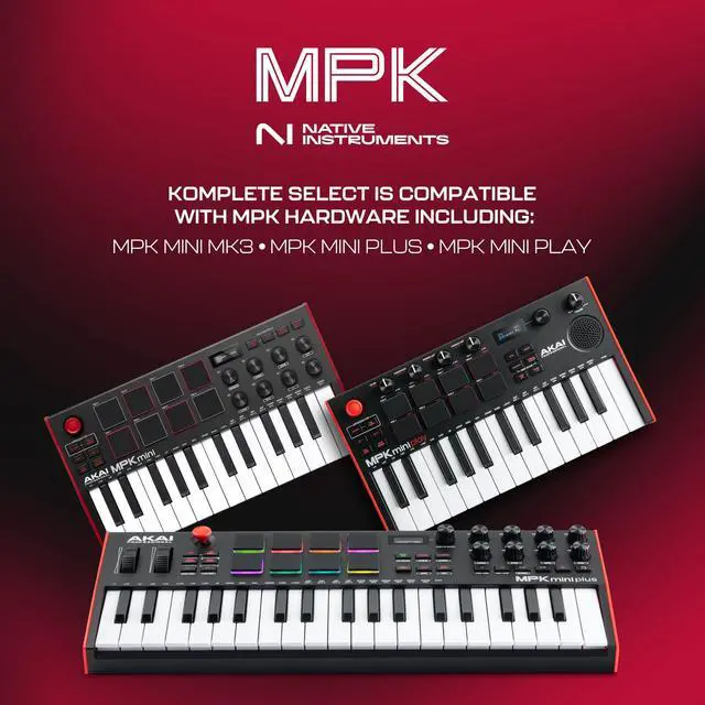 Alt view image 4 of 7 - MPK Mini MK3 25 Key USB MIDI Keyboard Controller With 8 Backlit Drum Pads, 8 Knobs, Music Production Software and Native Instruments Sound Package (NKS Integration)
