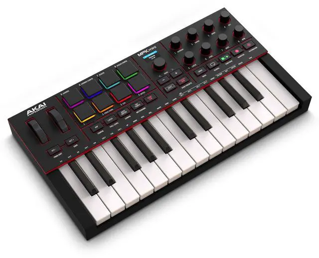 Main image of MPK Mini IV USB-C MIDI Keyboard Controller for Beginners and Producers - MPC Drum Pads, 360° Knobs, Pitch and Mod Wheels, Production Software, Native Instruments Sound Package, Black