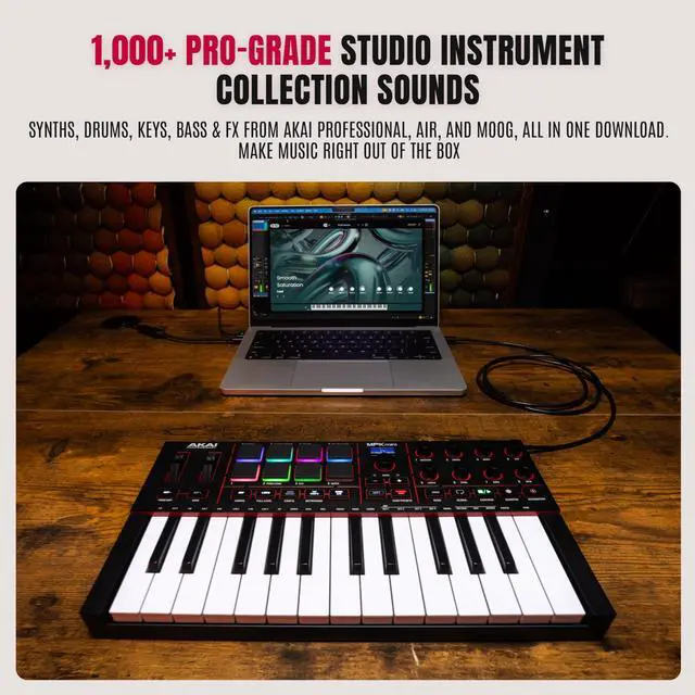 Alt view image 4 of 7 - MPK Mini IV USB-C MIDI Keyboard Controller for Beginners and Producers - MPC Drum Pads, 360° Knobs, Pitch and Mod Wheels, Production Software, Native Instruments Sound Package, Black