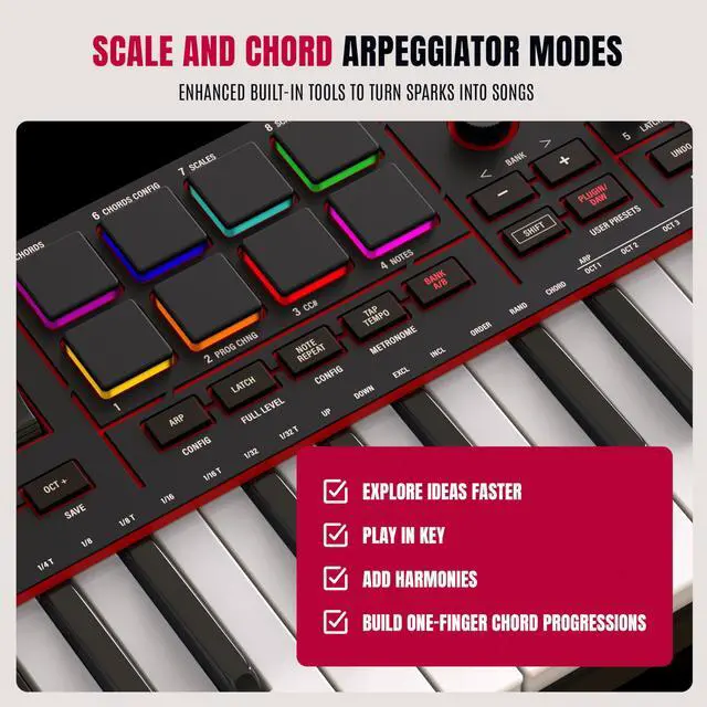 Alt view image 7 of 7 - MPK Mini IV USB-C MIDI Keyboard Controller for Beginners and Producers - MPC Drum Pads, 360° Knobs, Pitch and Mod Wheels, Production Software, Native Instruments Sound Package, Black