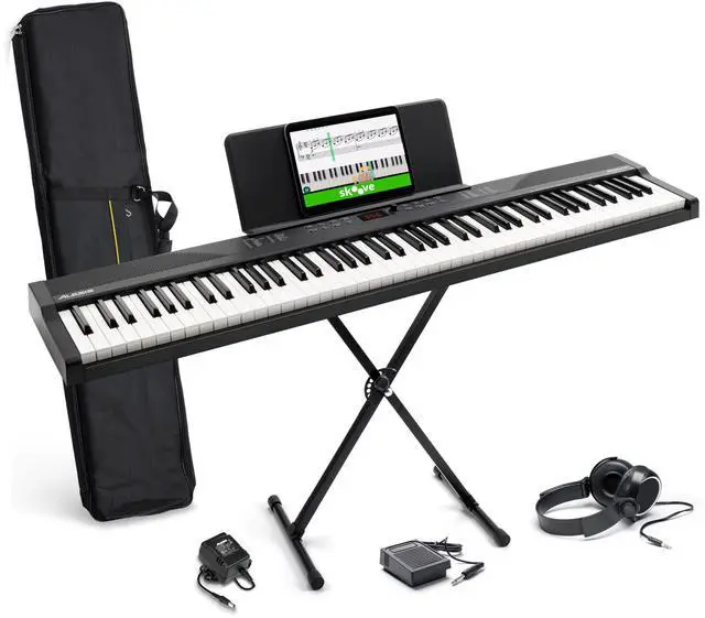 Main image of 88 Key Keyboard Piano with 480 Sounds, Speakers, USB MIDI, Carry-Bag, Stand, Headphones, Pedal and Piano Lessons for Beginners