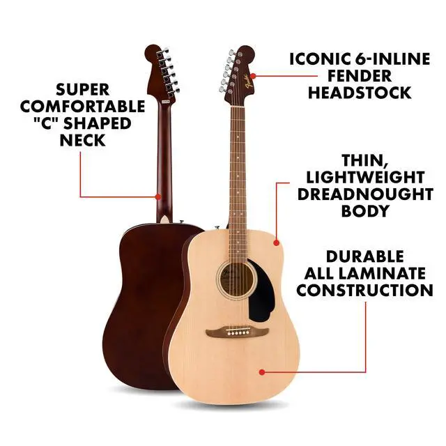 Alt view image 2 of 6 - California Debut Redondo Series Beginner Acoustic Guitar, Natural | California Series, beginner acoustic guitar, natural finish, adult starter, quality, easy playability