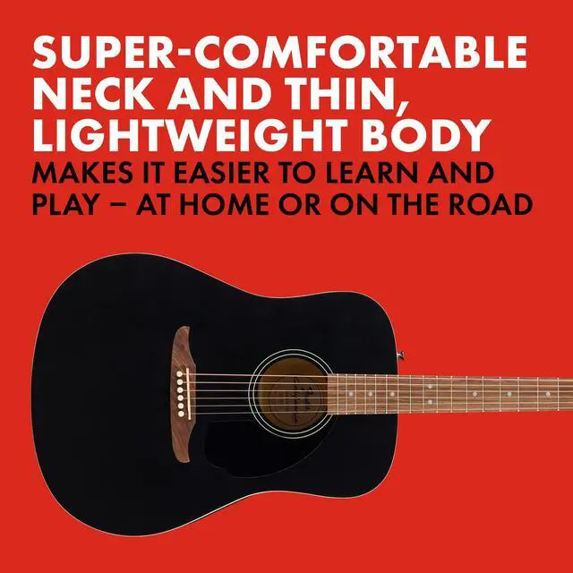 Alt view image 3 of 6 - California Debut Redondo Series Beginner Acoustic Guitar, Black | Acoustic guitar for beginners adults, slim neck, starter-friendly, under $300, vs Yamaha
