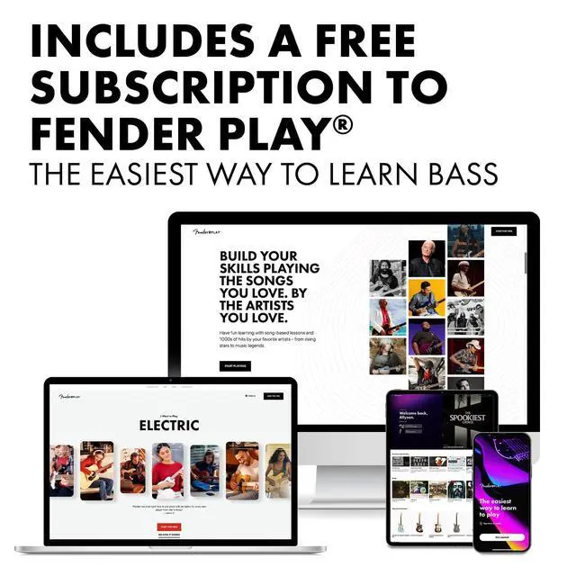 Alt view image 5 of 6 - Squier Debut Series Beginner Precision Bass Guitar Kit w/Amp, Black | Includes Rumble 15 amp, padded gig bag, cable, bass guitar starter kit, everything included