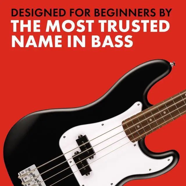 Alt view image 6 of 6 - Squier Debut Series Beginner Precision Bass Guitar Kit w/Amp, Black | Includes Rumble 15 amp, padded gig bag, cable, bass guitar starter kit, everything included