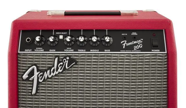 Alt view image 4 of 4 - Frontman 20G Electric Guitar Amp with Special Design Speaker, Red | Beginner practice amp, built-in overdrive channel, 6-inch speaker, bedroom-ready, under $100