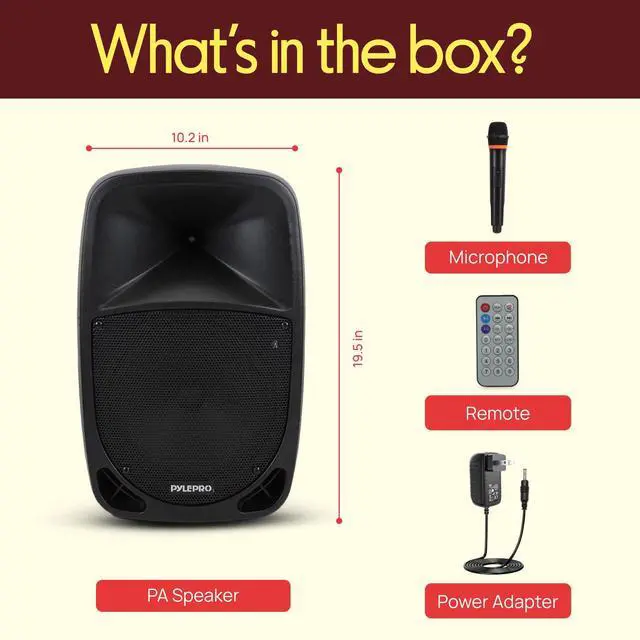 Alt view image 7 of 7 - PSBT105A - 1000W Portable Bluetooth PA Speaker, 10'' Subwoofer, UHF Wireless Mic, MP3/USB/SD, Rechargeable Battery, LED Battery Indicator Lights, Black