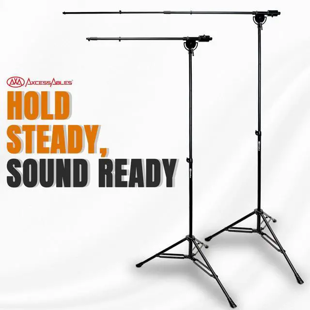 Alt view image 4 of 7 - AxcessAbles AXCMB-T Heavy Duty Microphone Boom Stand with Weighted Tripod Base | 80.5-inch Height Overhead Mic Stand | 65.5-Inch Boom Arm Stand | Shotgun Video Mic Stand | All Metal Construction