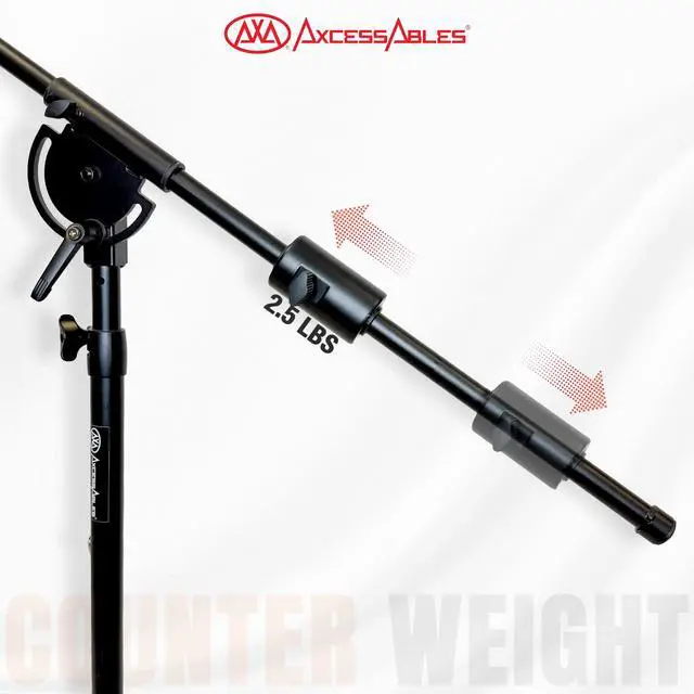Alt view image 5 of 7 - AxcessAbles AXCMB-T Heavy Duty Microphone Boom Stand with Weighted Tripod Base | 80.5-inch Height Overhead Mic Stand | 65.5-Inch Boom Arm Stand | Shotgun Video Mic Stand | All Metal Construction