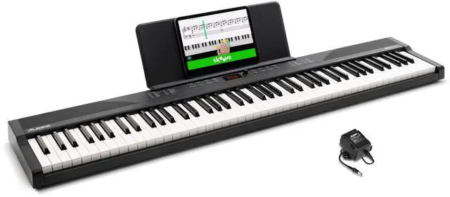 Main image of 88 Key Keyboard Piano with 480 Sounds, Speakers, USB MIDI, Sheet Music Tablet Rest, Power Adapter and Piano Lessons for Beginners