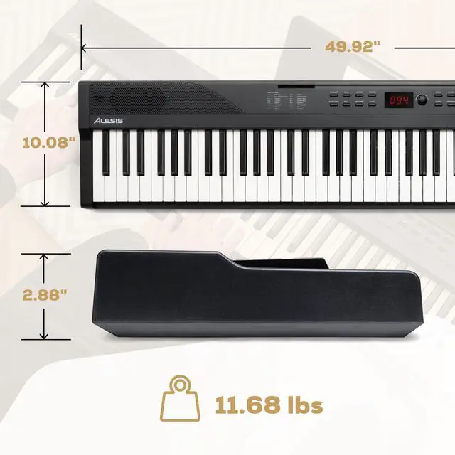 Alt view image 7 of 7 - 88 Key Keyboard Piano with 480 Sounds, Speakers, USB MIDI, Sheet Music Tablet Rest, Power Adapter and Piano Lessons for Beginners